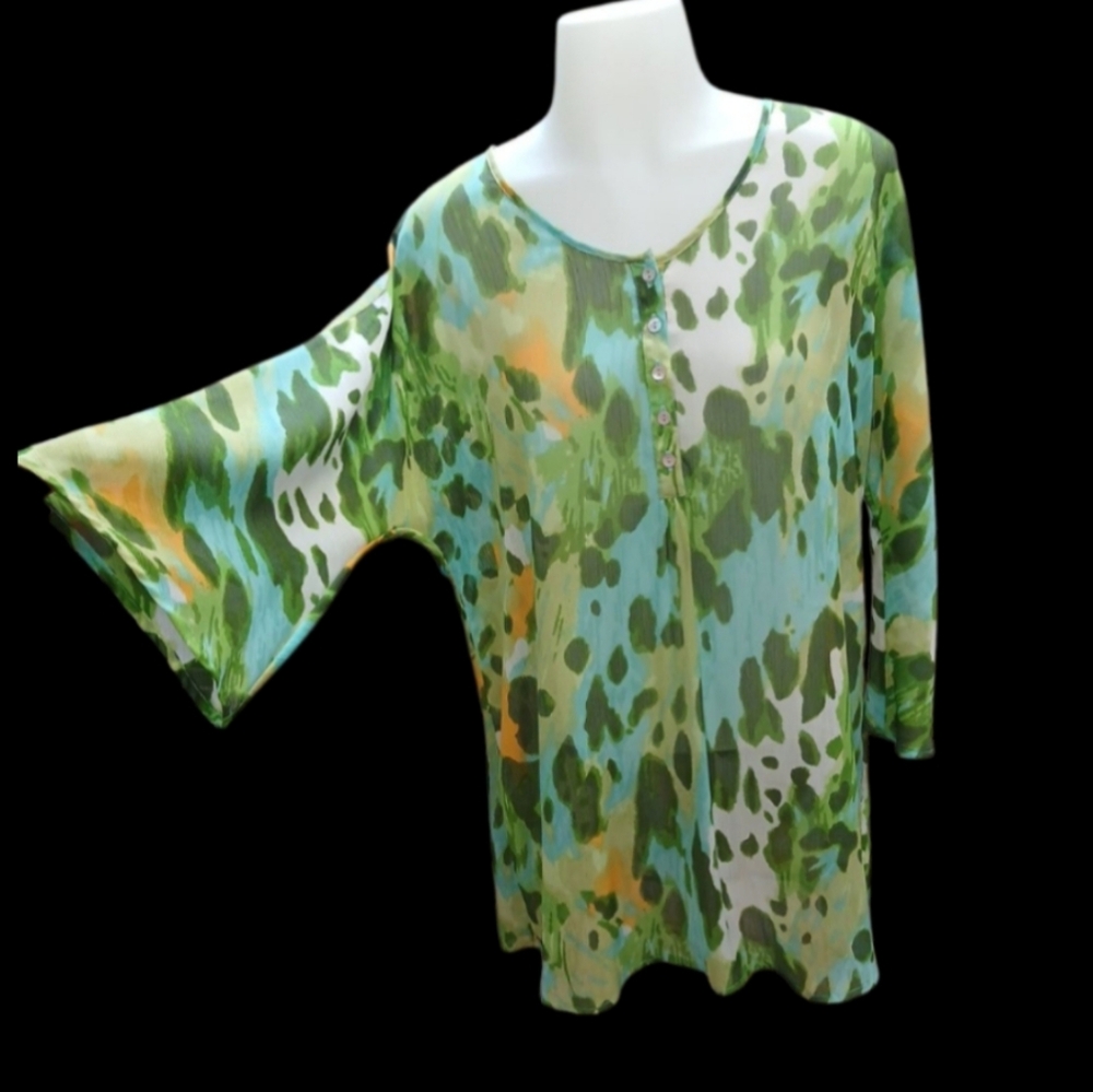 Isaac Mizrahi Multicolor Abstract Blouse - Picture 1 of 9